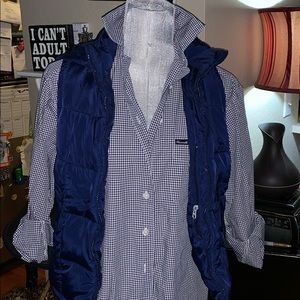 💙Faconnable Navy Blue & White Collared Shirt🌸S